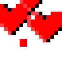 a pixel art of a red heart with black lines on a white background .