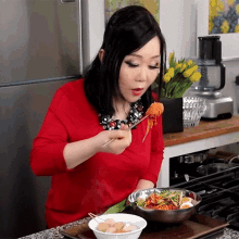 Eating Kim Kwang Sook GIF - Eating Kim Kwang Sook Maangchi GIFs