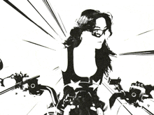 a woman wearing sunglasses is riding a bike