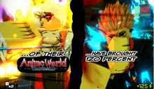 a screenshot of a game that says of their anime world and have brought 120 percent