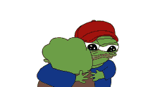 a cartoon of a frog wearing a red hat and sunglasses