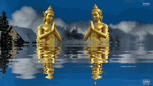lord buddha praying reflection water