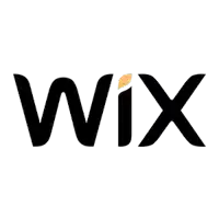 the wix logo is black and white with a yellow outline