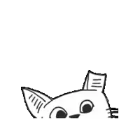 a black and white drawing of a cat 's head with a paper in its mouth .