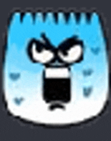 a cartoon character with a very angry face and a very large mouth .