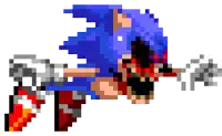 a pixel art of a sonic the hedgehog with a red mouth