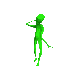a green cartoon character is standing on a white background and holding a stick .