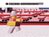 a picture of a lego figure walking with the words im crashing written on the bottom