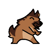 a cartoon drawing of a brown dog with its mouth open