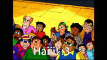 a group of cartoon characters with haiii : 3 on the bottom