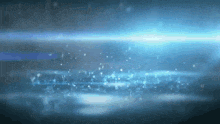 a dark blue background with a few lines of light