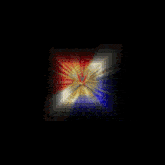 a red white and blue graphic with the letter v in the middle