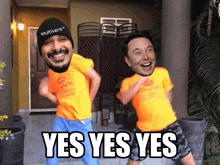 a man with a beanie that says multiverse on it is dancing with another man