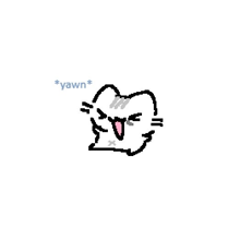 a pixel art drawing of a cat with its mouth open and a pink tongue .