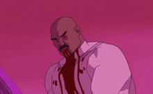 a cartoon character with blood coming out of his mouth