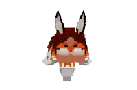 a pixel art of a fox with a white tail on a white background