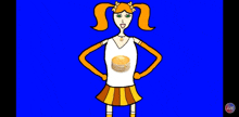 a cartoon of a girl with pancakes on her shirt