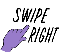 Purple Hand With Caption Swipe Right Sticker - Peachieand Eggie Google Swipe Right Stickers