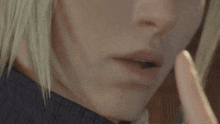 a close up of a person 's face and nose