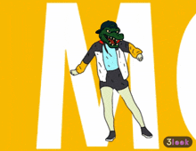 a drawing of a person with a crocodile head and the letter n and d behind them