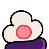 a cartoon drawing of a flower with a pink center and a purple bottom .