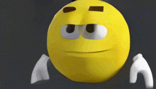 a yellow smiley face with white arms and hands