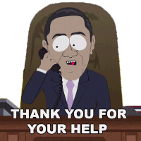 Thank You For Your Help Barack Obama Sticker - Thank You For Your Help Barack Obama South Park Stickers