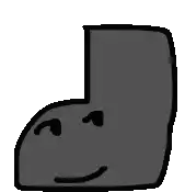 a cartoon drawing of a gray object with a face on it .