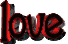 the word love is written in red and black