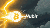 a nubit logo with a lightning bolt and a bitcoin