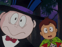a cartoon character with a top hat and bow tie