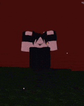 a cartoon character is standing in a dark room with a red wall
