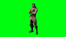 a man is dancing on a green screen in a video game .