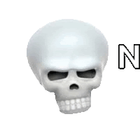 a white skull with no teeth and a very angry look on it .