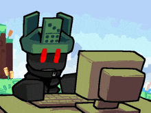 a cartoon character is sitting in front of a computer screen