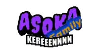 a purple and blue logo for asoka family kereeennn
