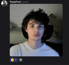 a screenshot of a person 's face with the name pasta prod