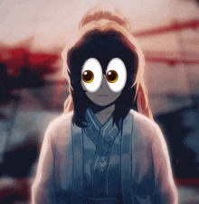 a cartoon girl with big eyes and a ponytail