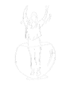 a black and white drawing of a woman standing in a cup of coffee .