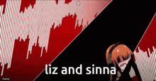 a screen shows a girl and the words liz and slinna
