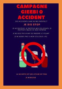 a poster that says " campaigne giebio accident " on the top