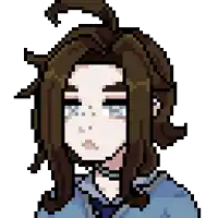 a pixel art drawing of a girl with long hair