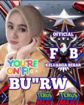 a picture of a woman with the words " official fb keluarga besar " on it