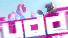 a blurred image of two people standing next to a sign that says uoe