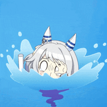 a cartoon of a girl in a pool of water