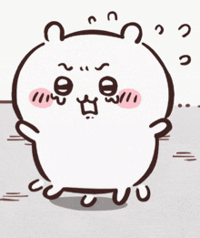 a cartoon drawing of a bear with a surprised expression on its face