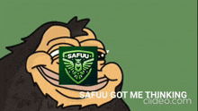a cartoon of a gorilla with the words safuu got me thinking