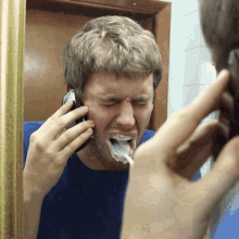 brushing teeth corey vidal cleaning mouth talking on the phone while brushing teeth tooth brushing