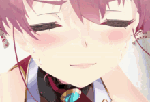 a close up of a girl 's face with tears running down her cheeks
