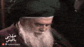 a man with a beard is wearing a green hat and a purple jacket ..